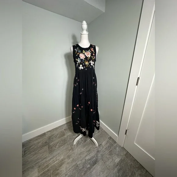 JOHNNY WAS Ceretti Floral Cotton Floral Embroidered Tank Dress Boho - Size S/M? - Picture 5 of 17